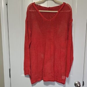 Vibrant Red V-Neck Sweater